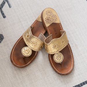 Jack Rogers Navajo Gold Leather Thong Flip Flop Flat Sandals